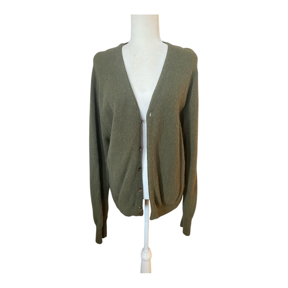 Billy Casper By Revere Olive Green Mohair Grunge Cardigan Leather Elbow Patch